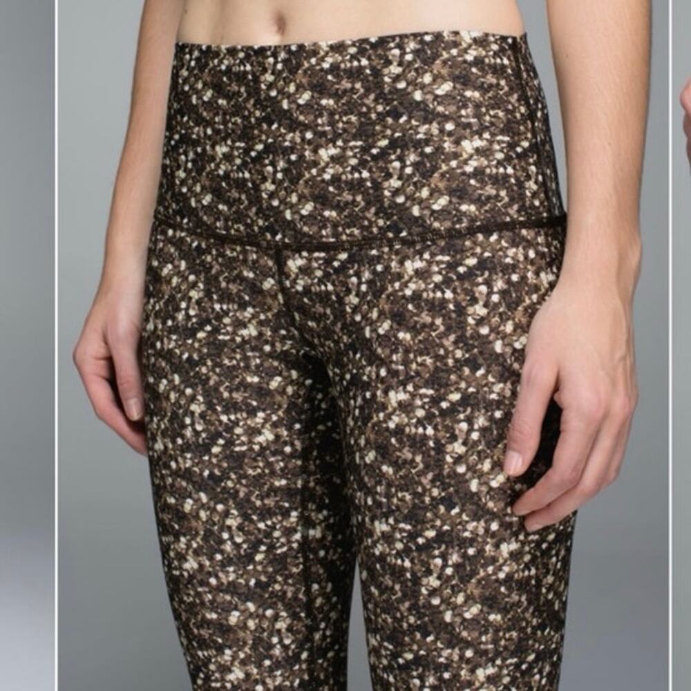 Lululemon Shine Tight Size 4 SEE MEASUREMENTS Shimmy Shimmer Multicolor‎ Brown